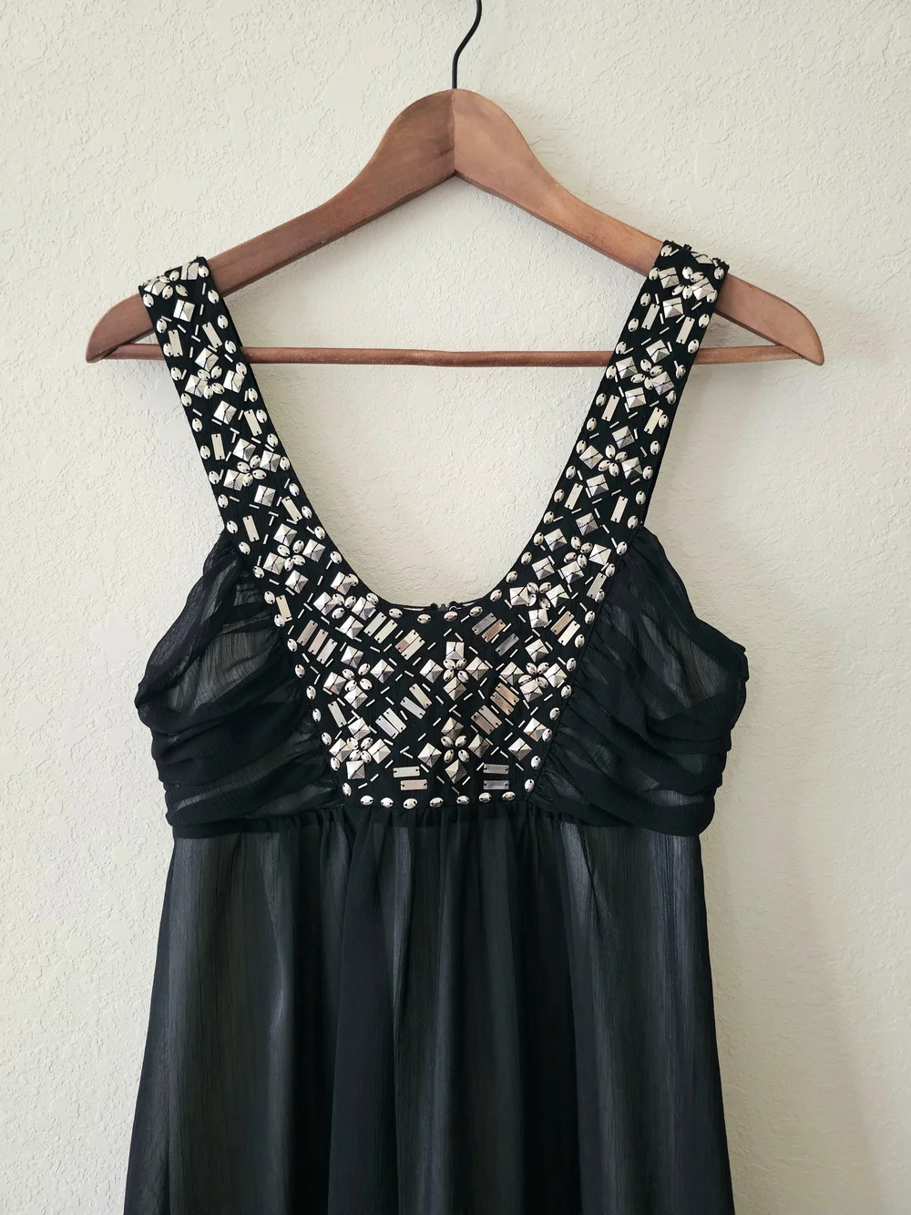 Forever 21 Black Mini Dress with Pink Beaded Bodice